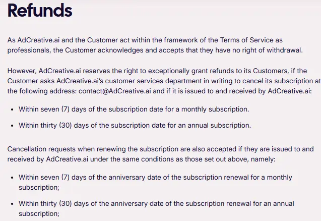 AdCreative.ai Refund Policy