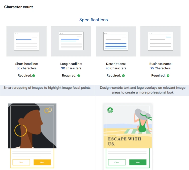 Google's Headlines instruction for Responsive Display Ads