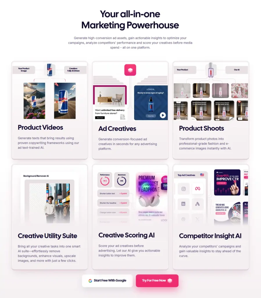 Adcreative.ai all-in-one marketing features