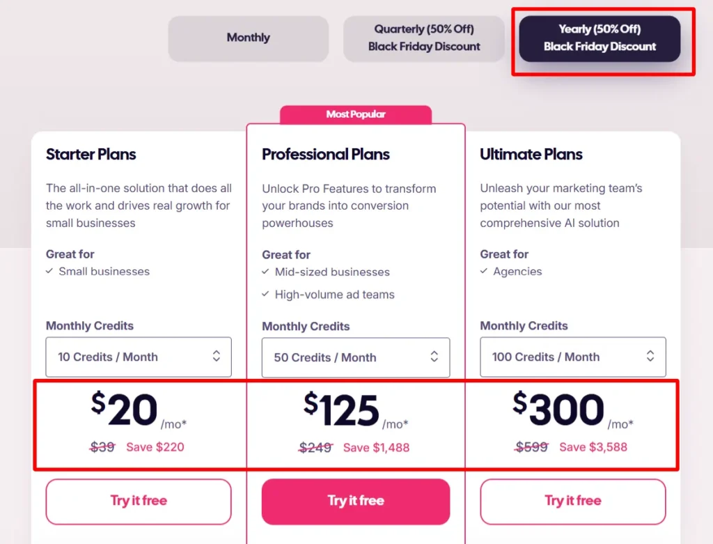 AdCreative.ai Black Friday Discounted Pricing