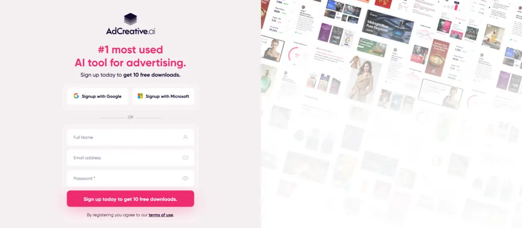 AdCreative.ai Signup Page